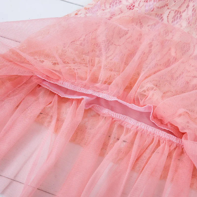 European and American Hot Sell Children Dresses Big Teenage Girls Lace Princess Bridesmaid Dress with Bow Ivory Pink 4-12years | Детская