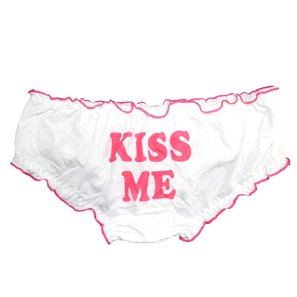 KISS ME Милые и сексуальные кружевные трусы с буквенным принтом «Bad Girl», женское нижнее белье в стиле Лолиты, трусы с оборками - Цвет: KISS ME