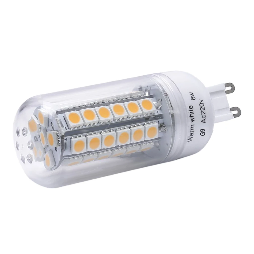 6W 60W Галогенная лампа эквивалент G9 400Люмен 48шт SMD5050 Теплый белый 3000К Светодиодный кукурузный свет Внутреннее освещение Бара