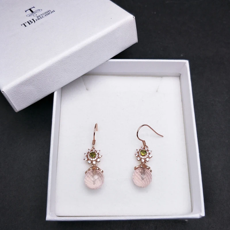 Женские серьги Крючки TBJ новые стильные с шариком из натуральной розы и