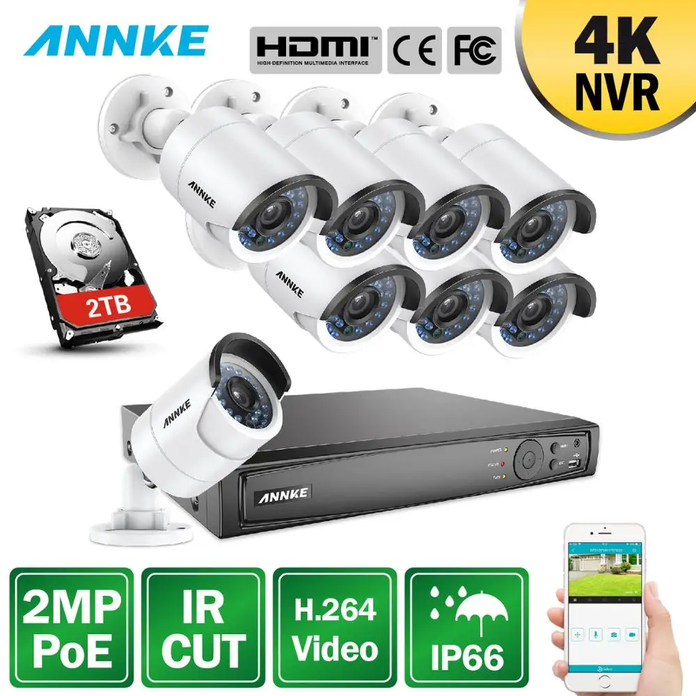 ANNKE HD 4K 8CH PoE NVR 8 шт. супер 2MP ip камера сетевая POE уличная ночного видения CCTV домашняя