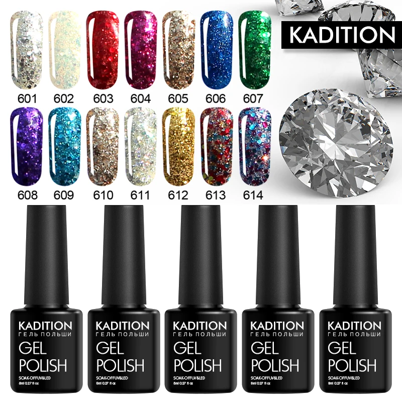 KADITION Блестящий Алмазный Гель-лак для ногтей УФ-гель лак Длительное впитывание