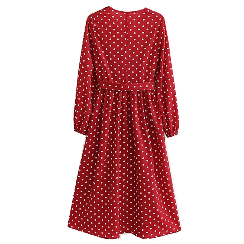 Новинка 2019 французское платье в горошек с перекрестным v образным вырезом