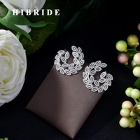 hibride 2019 new arrival stud earrings luxury popular leaf flower design aaa cubic zirconia wedding earring women party e 430