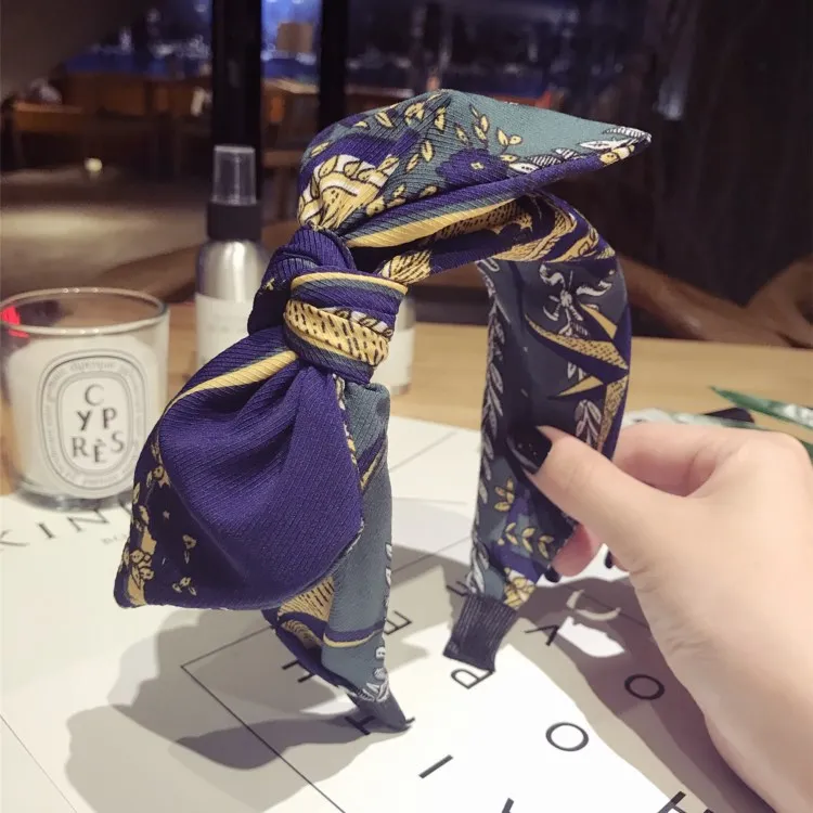 Корея ткань кролик резинки для волос кроличьи уши повязка с цветком Корона на