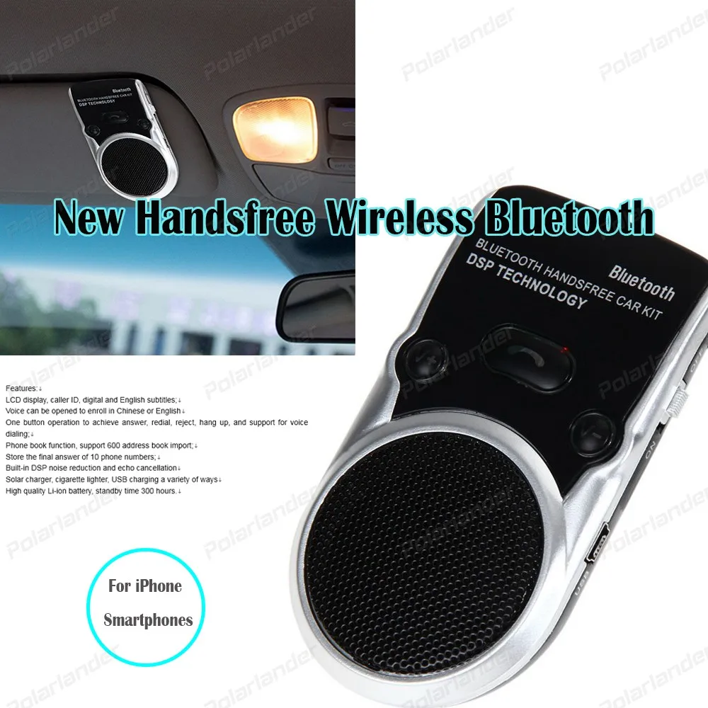 

Wireless Bluetooth hands-free car Kit ABS sun visor with car charger For Smartphones MP3 Player black