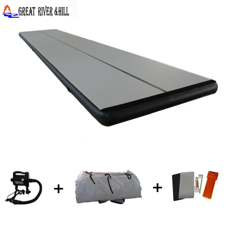 

Great river hill gym mat inflatable air track heavy duty grey&black 9m x 1.8m x 15cm