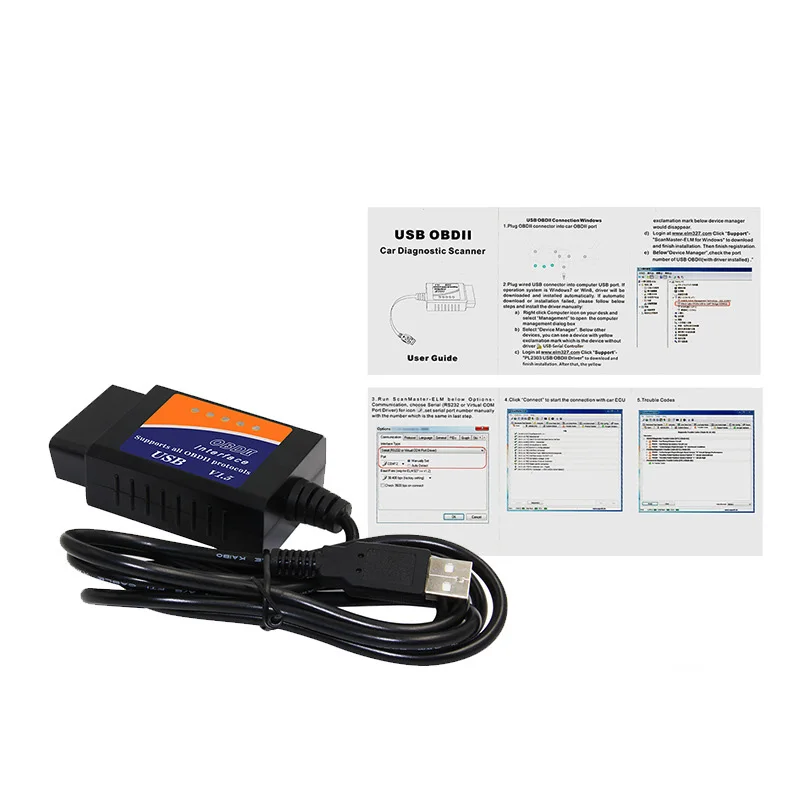 Elm327 USB OBD2 диагностический сканер для автомобилей 1 5 реальное оборудование Elm 327 V1.5