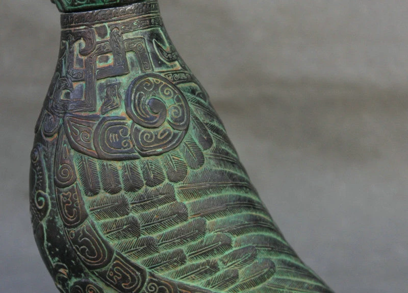 8 &quotкитайская Бронзовая фэншуй Сова Птица Минервы Ночная винный горшок сосуд