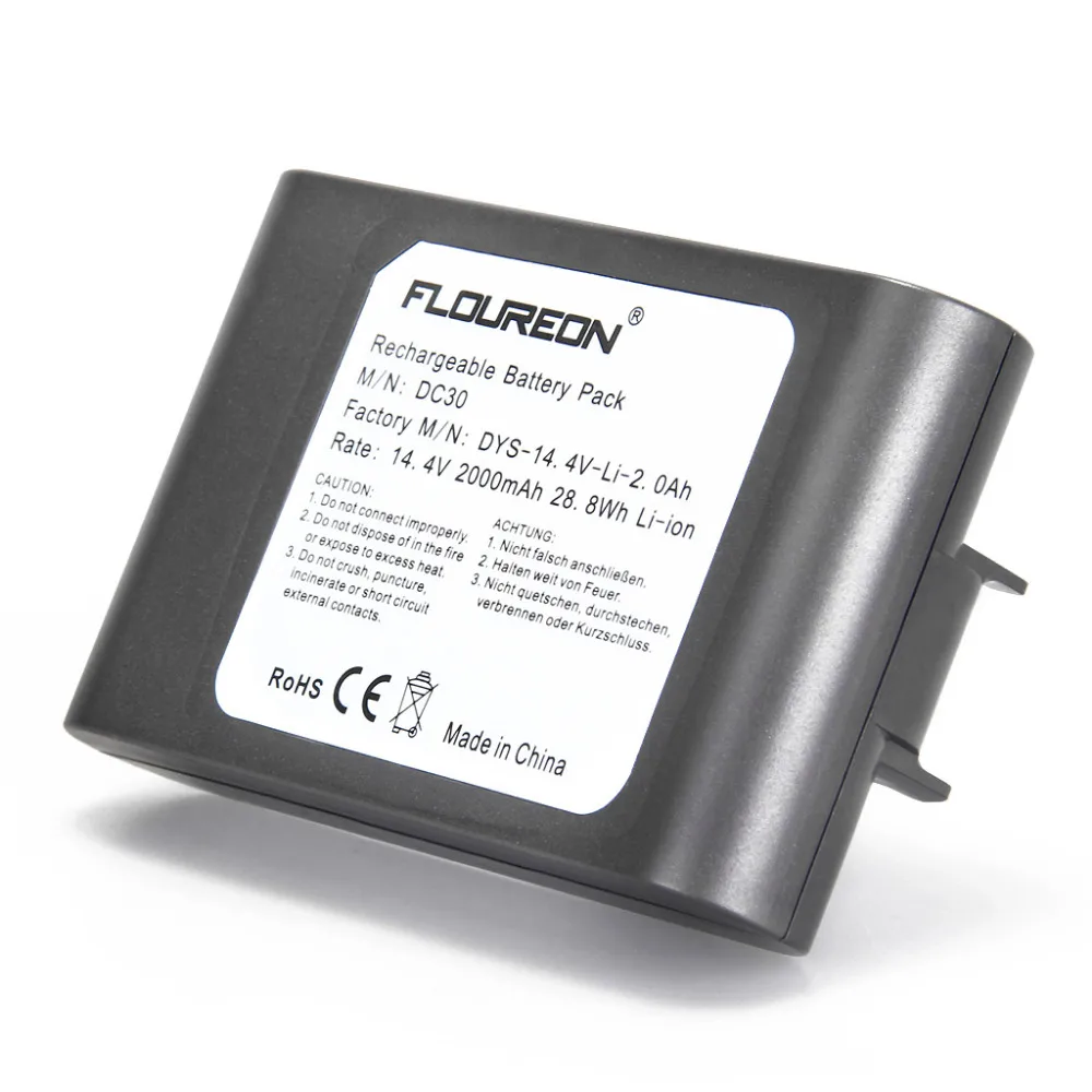 Для Dyson 14,4 V 2000 mAh floureon литий-ионный аккумулятор для Dyson DC30 917083-02 ручной пылесос перезаряжаемый аккумулятор серый