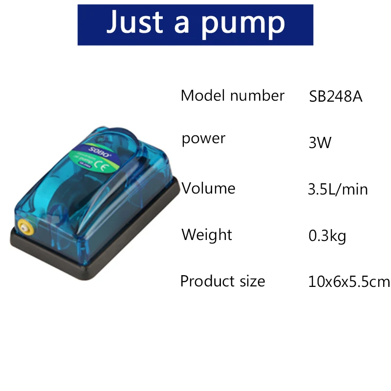 SB248A just a pump Аквариум собо воздушный насос воздушный компрессор для аквариума тихий воздушный контроль аквариумные рыбки аксессуары двойной/один выход - Цвет: SB248A just a pump