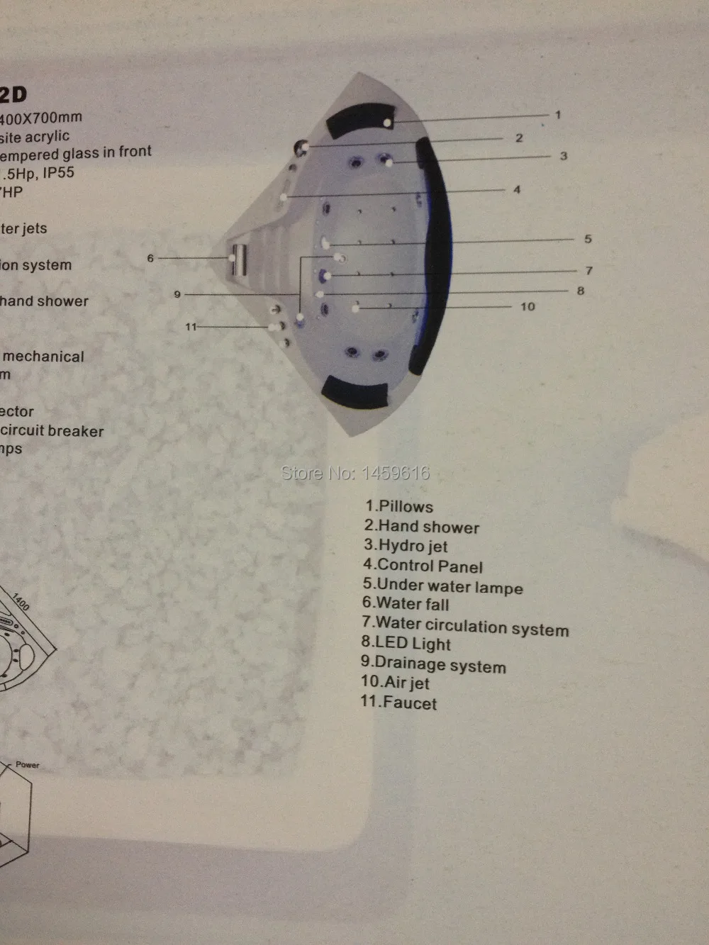 1400x1400 мм треугольная пузырьковая Ванна для серфинга с гидромассажем