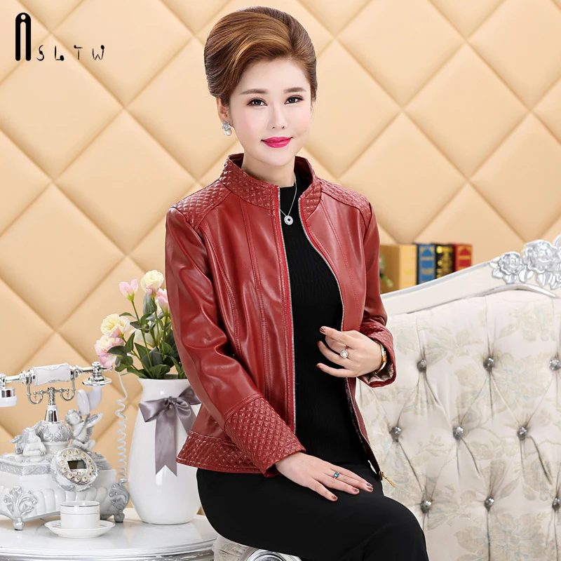 ASLTW, XL-6XL, кожаная куртка, женская, новая, модная, размера плюс, одноцветная, на молнии, Женская куртка, с отложным воротником, с длинным рукавом, женская кожаная куртка