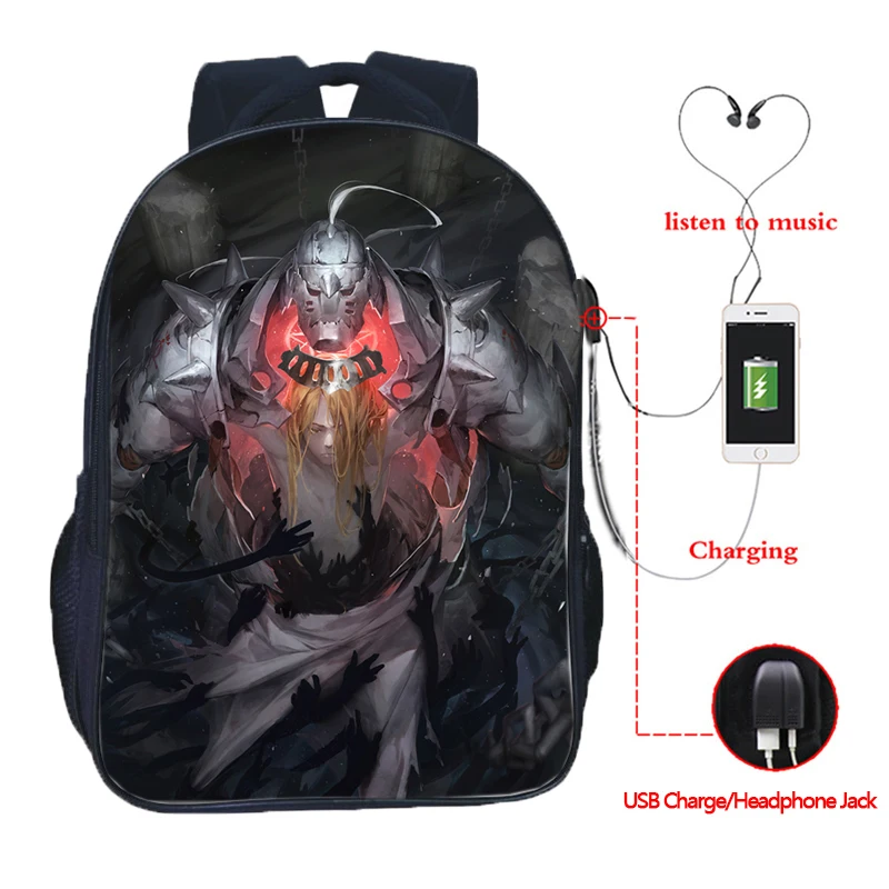 Высококачественная металлическая школьная сумка с USB-зарядкой для алхимика