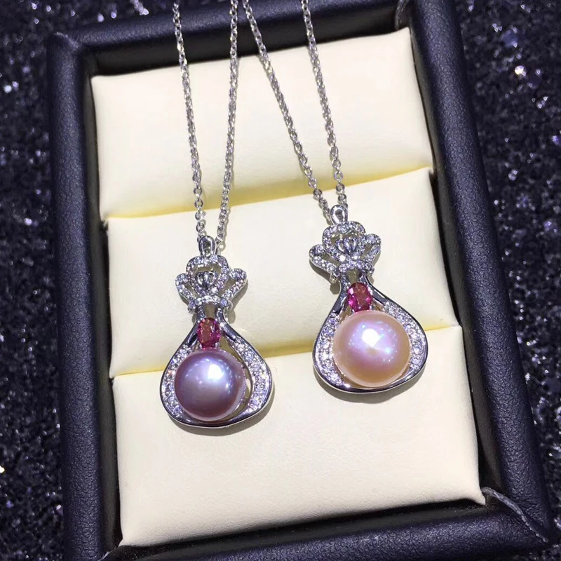 Женское ожерелье из серебра 925 пробы с натуральным жемчугом|Подвески| |