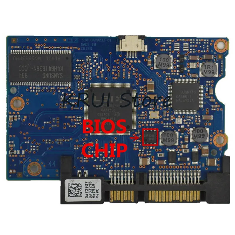 HDD PCB/материнская плата/номер платы: 110 0A90233 01 микросхема основного контроллера: 0A71256/наклейки: 0A72947/0A72944/0A72937