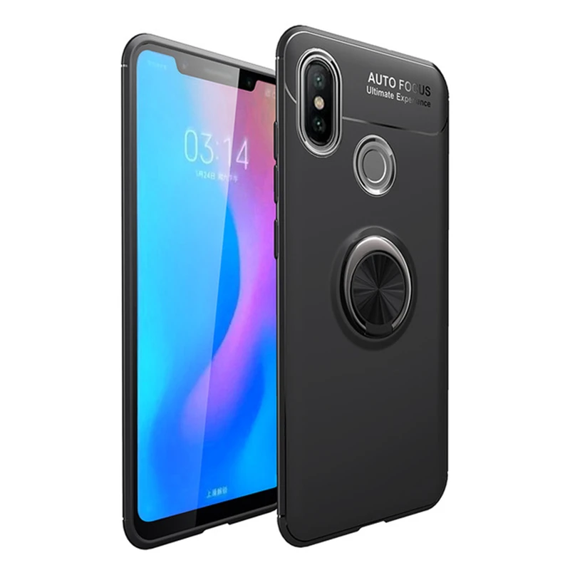 Чехол MAKAVO для Xiaomi Redmi Note 6 Pro мягкий силиконовый чехол-накладка с кольцом на палец