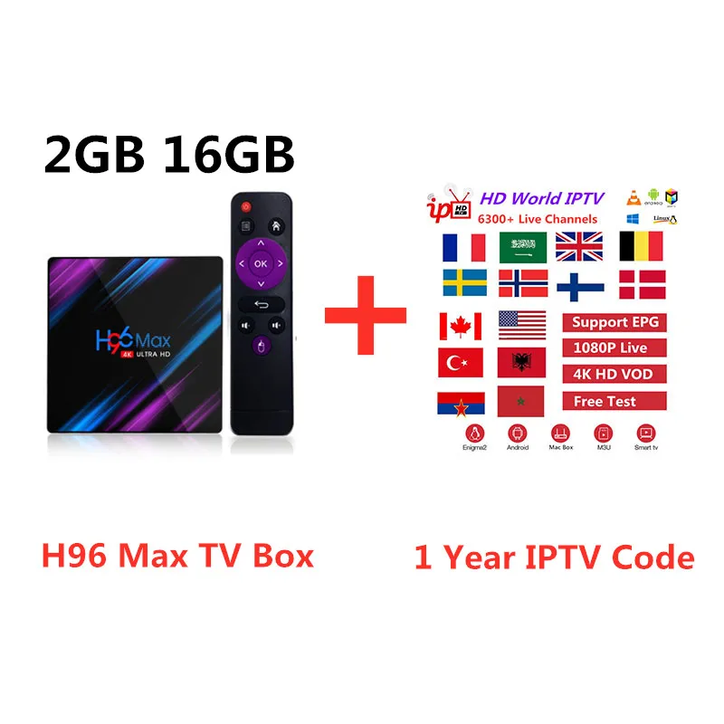 2G16G(12 month IPTV) Умная iptv-приставка+ H96 Max Rockchip RK3318 4 K HD USB3.0 H.265 Google Play IP онлайн ТВ приставка 2,4G& 5G Wifi BT4.0 медиаплеер - Цвет: 2G16G(12 month IPTV)