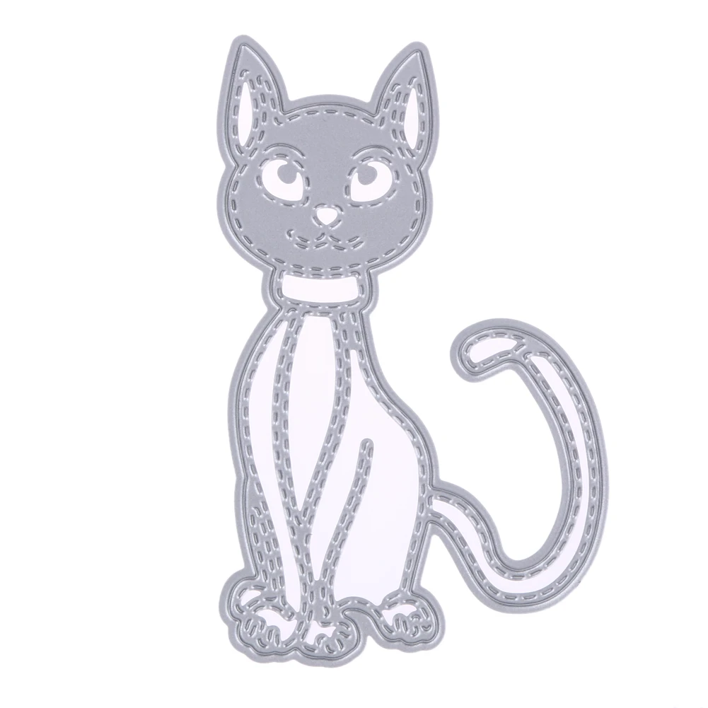 1 шт. Kitty Металлический Трафаретный вырубной штамп мультфильм мило кошка