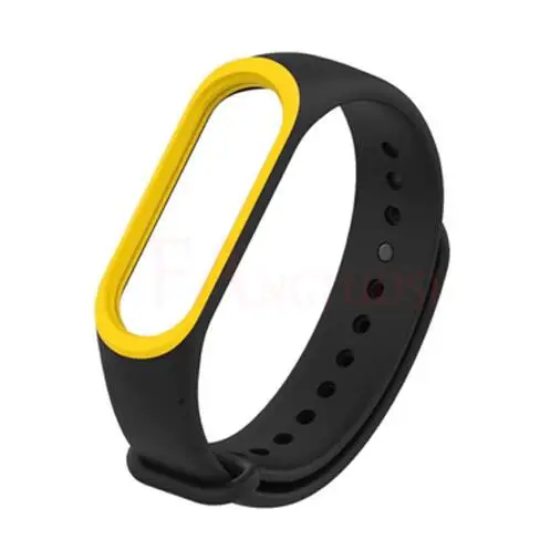 yellow Black Xiaomi Mi ремешок, 3 браслета, ремешок, умные силиконовые браслеты, двойной ремень, 2 цвета, сменный ремешок для часов, спортивный ремешок, подарок, цветной - Цвет: yellow Black