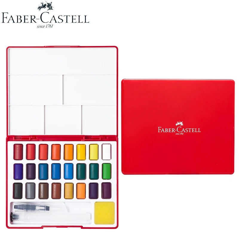 Однотонный Набор для рисования акварелью Faber Castell 24/36/48 цветов коробка с кистью