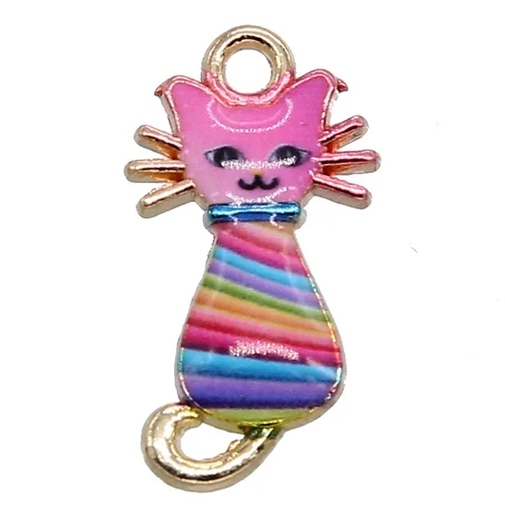 6pcs KC gold 2 Модные амулеты мульти милый кот эмаль амулеты для изготовления ювелирных изделий браслет/ожерелье/серьги Модные ювелирные изделия женские аксессуары - Окраска металла: 6pcs KC gold 2
