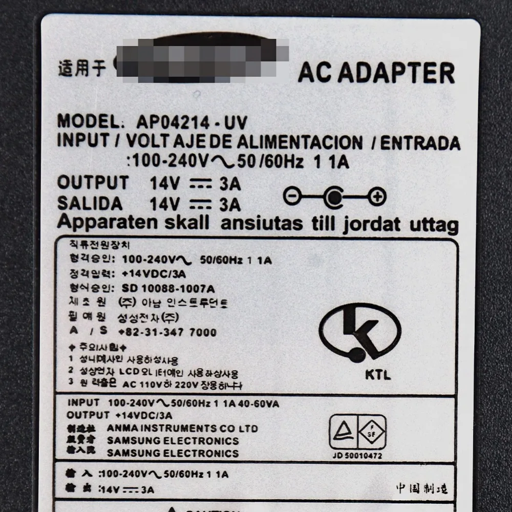 AC100V 240V для Samsung A2514 DPN CVD ЖК адаптер питания 14V 3A компьютер зарядное