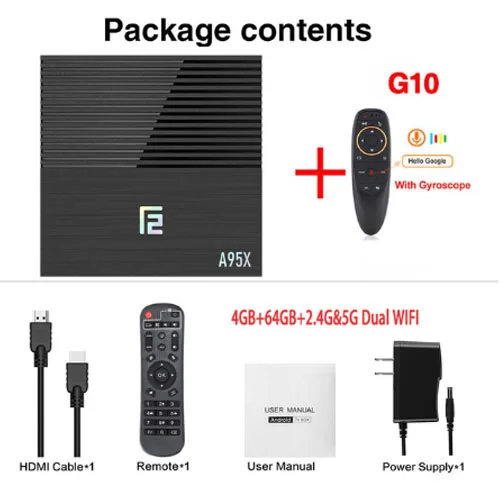 A95X F2 Android 9,0 ТВ приставка Amlogic S905X2 приставка 2,4 и 5G двойной Wifi Bluetooth 4,2 голосовой пульт дистанционного управления 4 Гб 64 Гб Смарт ТВ приставка - Цвет: 4GB 64GB 5G G10 Gryo