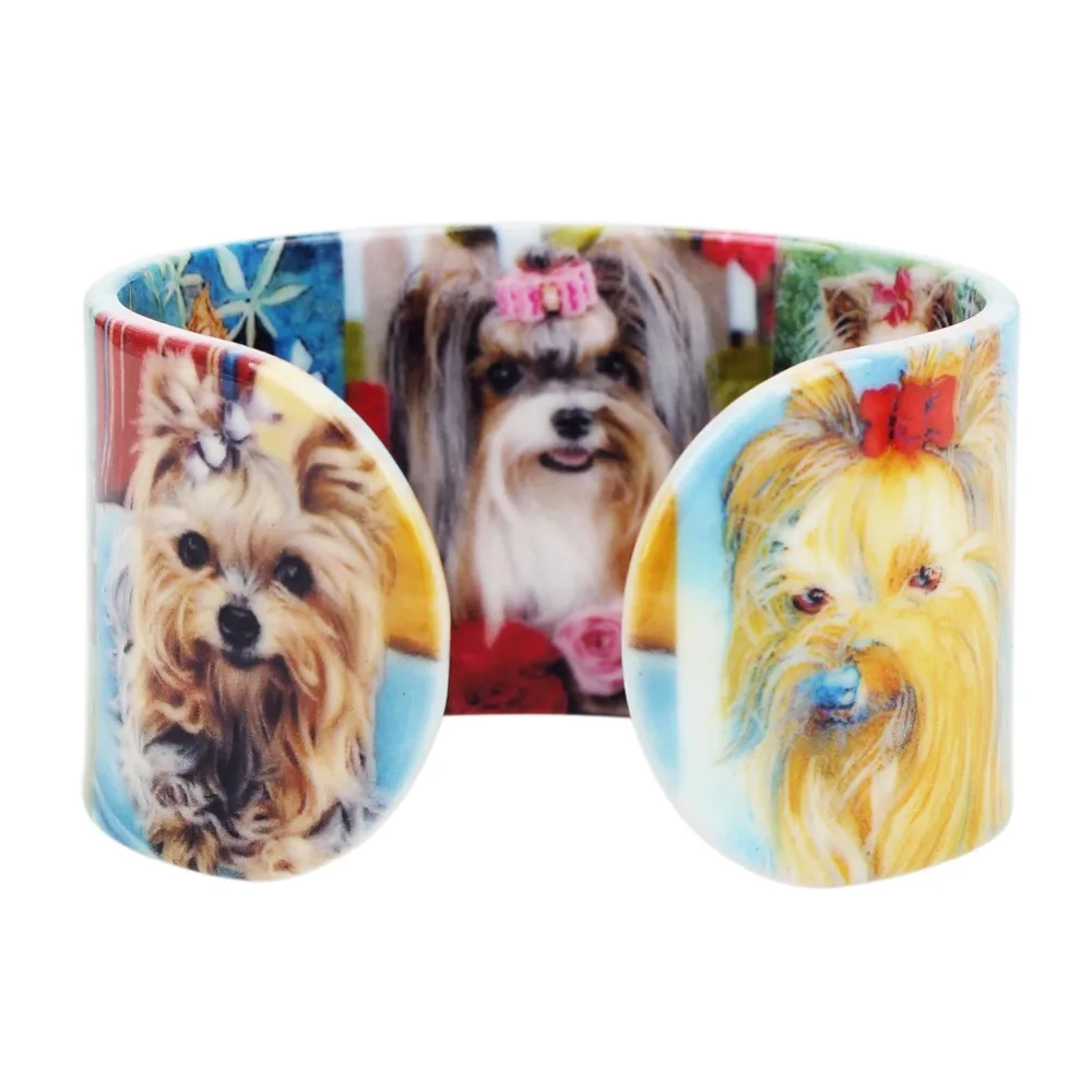 Bonsny пластиковые цветочные браслеты Shih Tzu с собакой индийские модные животными