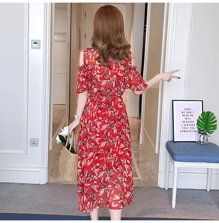 

Summer Ladies Floral Printed Chiffon Maternity Nursing Dress A-line Pregnant Women Breastfeeding Dress Pregnant Women Clothes