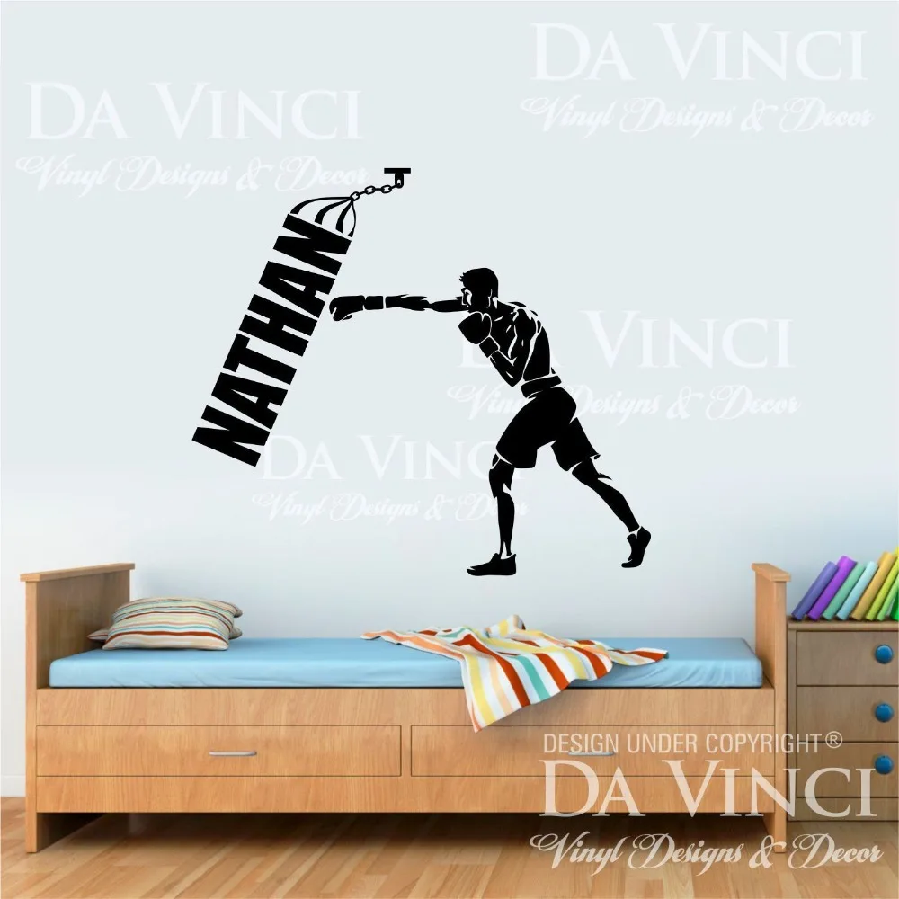 Боксерские боксерские персонализированные виниловые наклейки на стену с именем