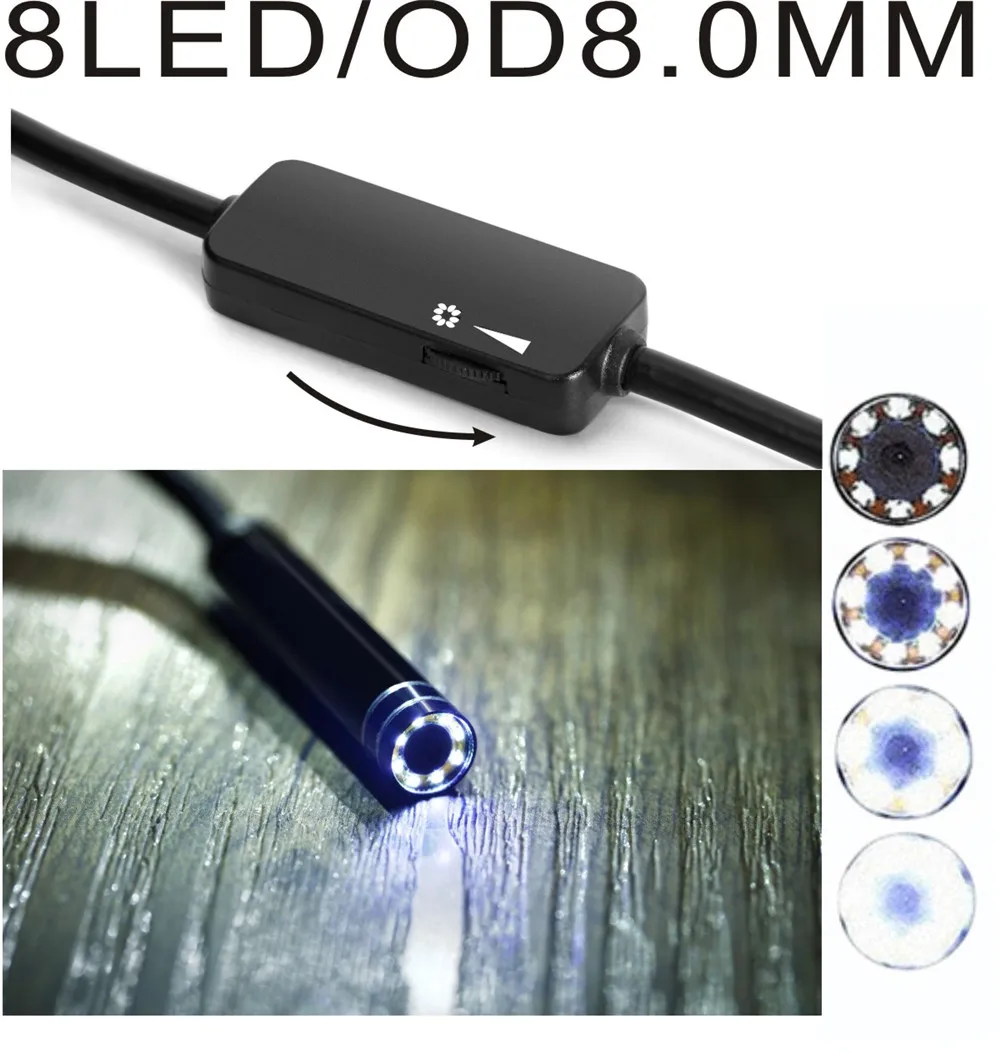 Fuers HD 720P Wifi эндоскоп камера 8 мм объектив мягкий провод 1 м 2 м 8 светодиодный водонепроницаемый мини Инспекционная камера для Android IOS