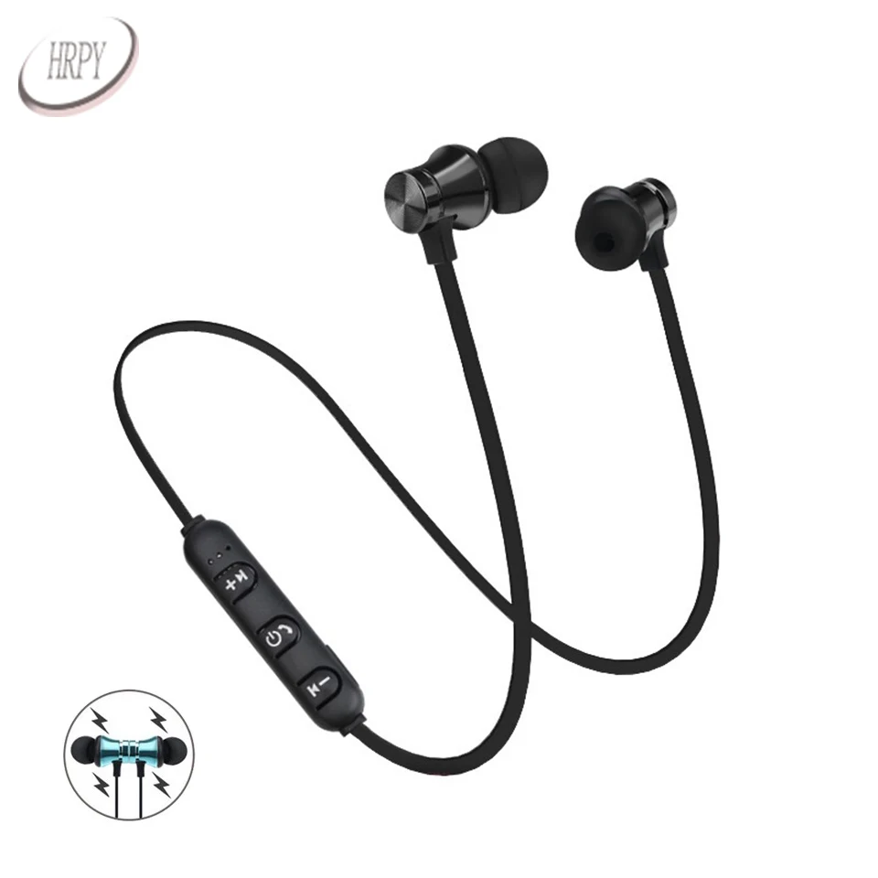 Беспроводные Bluetooth наушники спортивные магнитные стерео с микрофоном для ПК