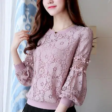 Кружевная рубашка в Корейском стиле новинка 2018 года элегантные кружевные топы с