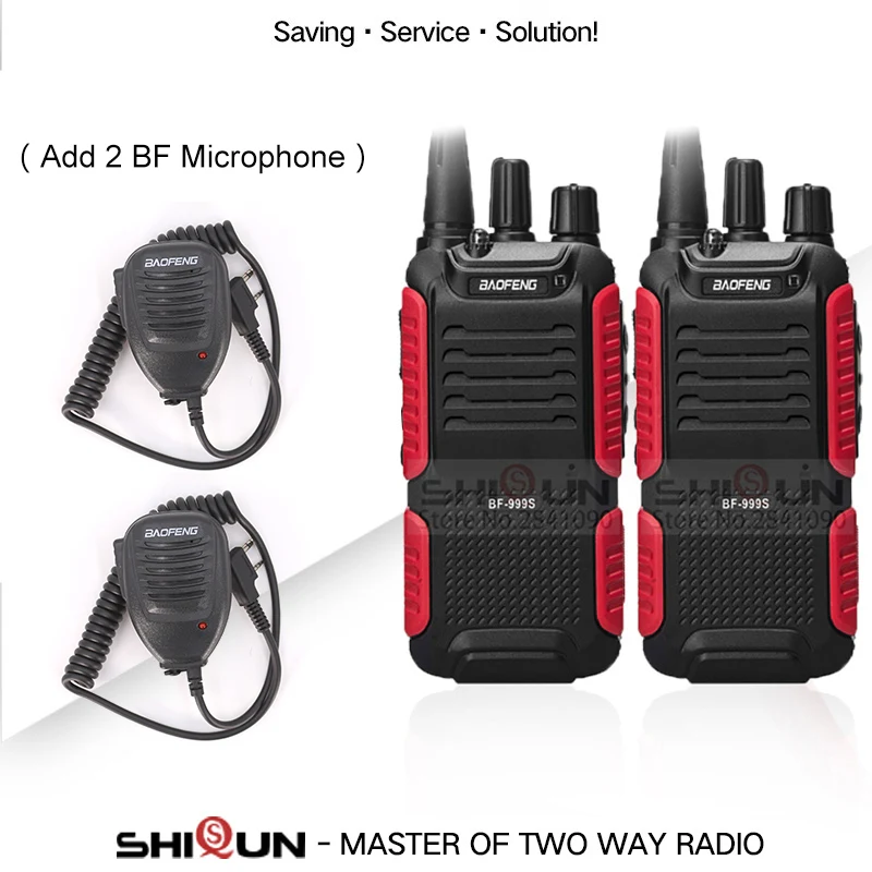 Add 2 BF Microphone 2 шт Baofeng BF-999S Plus Walkies Uhf band военный уровень двухсторонний радиоприемопередатчик для безопасности, отеля, ветчины BF999s обновление 888s - Цвет: Add 2 BF Microphone