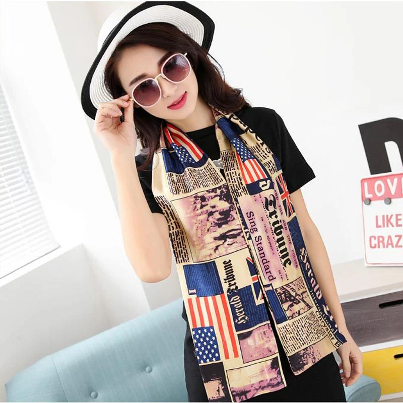 Летняя длинная Узкая сумка в полоску маленькие полотенца галстук газетный шарф