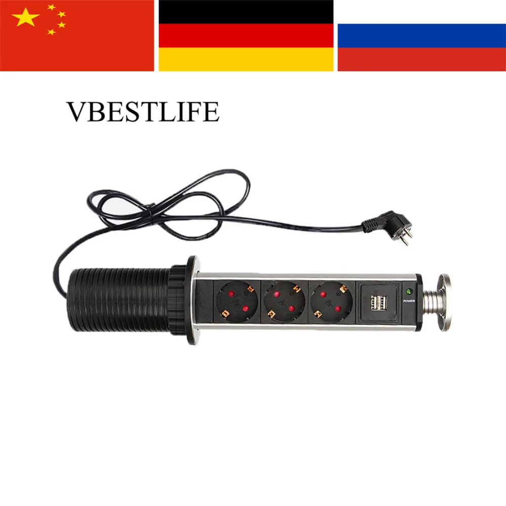 Штепсельная Вилка USB для дома выдвижная кухонная розетка офисного стола розетки