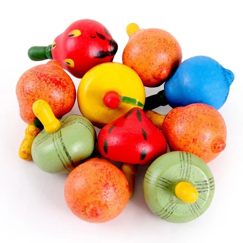 40 шт./лот Mini spin top фруктовый Спиннер мультяшный гироскоп деревянные игрушки новые