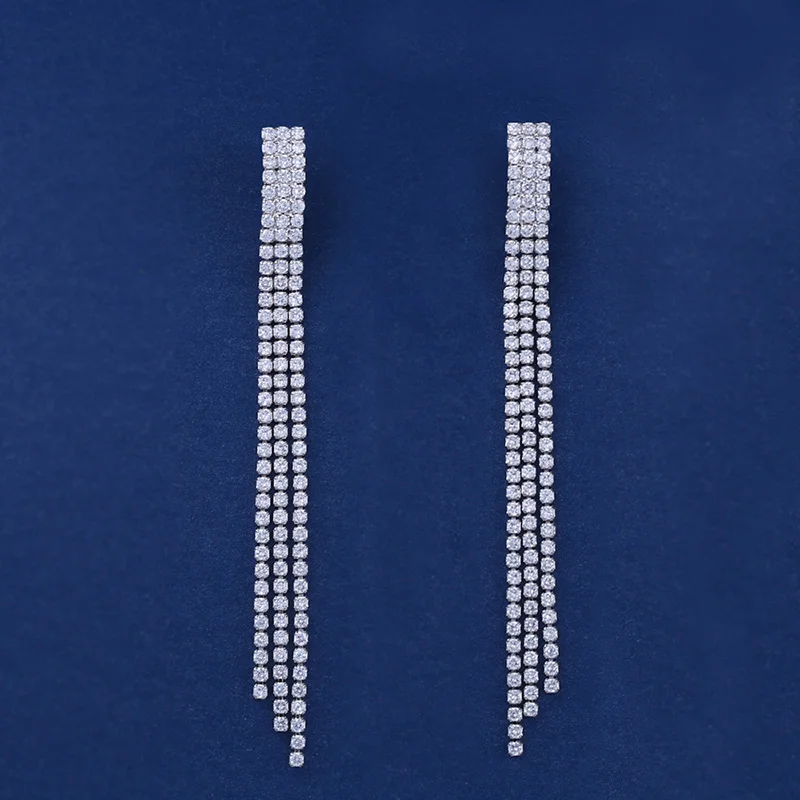 Женские длинные серьги-подвески FLOLA серьги с кисточками и фианитами вечерние