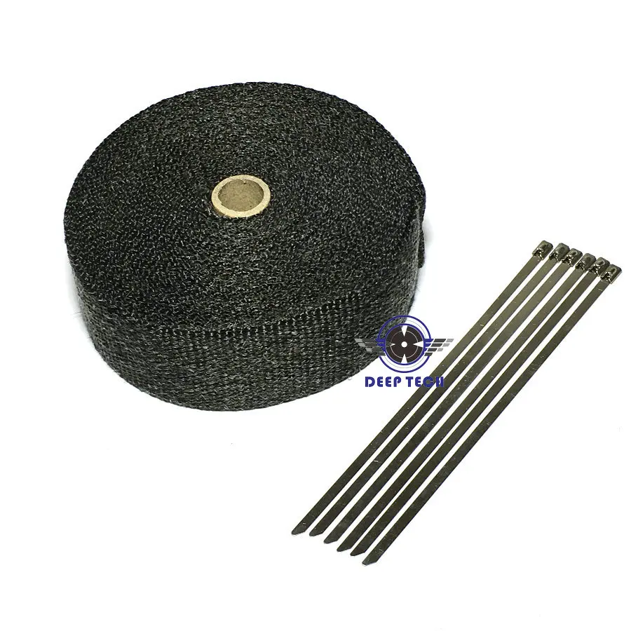 10 м * 2 дюйма черная тепловая оболочка для выхлопных газов выхлопная подвесных