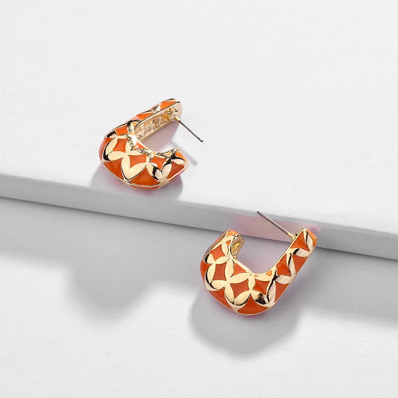 2 красочные картины маслом цветок Геометрическая Сумка Форма Эффектные серьги