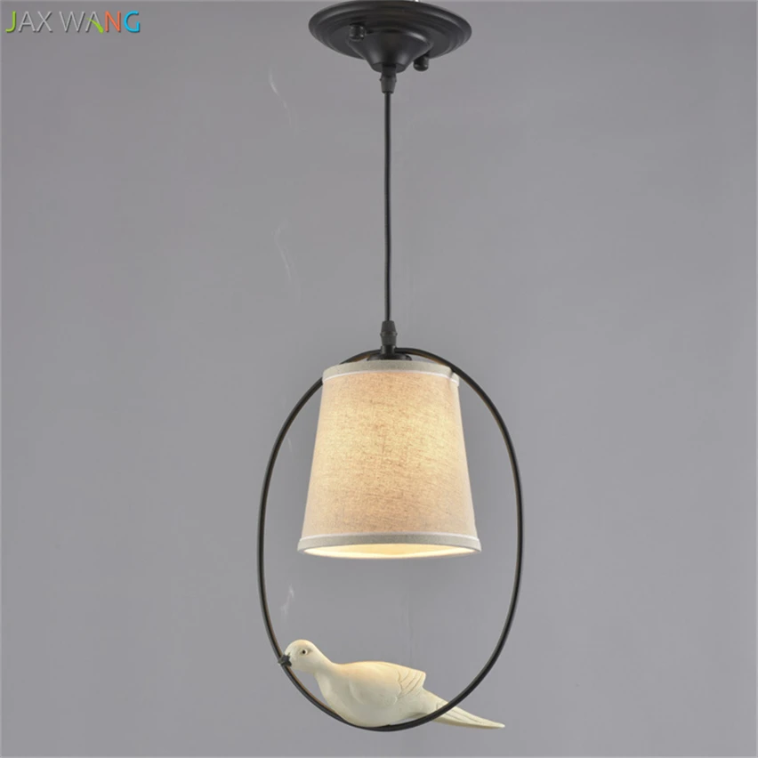 JW китайский креативный подвесной светильник из смолы с птицей тканевый абажур