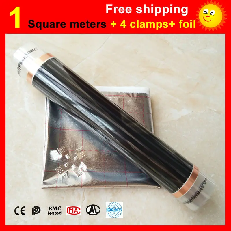 1 квадратная метровая пленка для подогрева пола + 4 зажима алюминиевая фольга