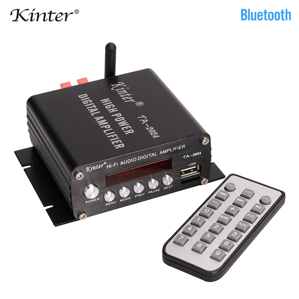 Kinter TA 2024 bluetooth Цифровые усилители play hifi стерео звук 2CH с USB TF входом DC12V источник