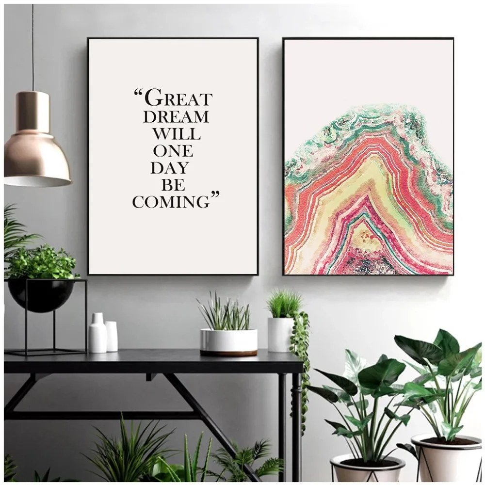 HD Print Modern Colorful Abstract Ocean Wave Canvas Art Painting Inspirational Quote Poster Wall Picture For Living Room | Дом и сад