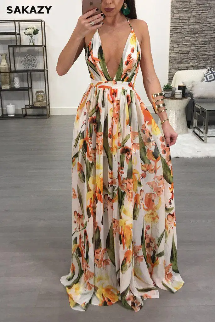 Летнее сексуальное платье с v образным воротом мульти хлопок девечий костюм для