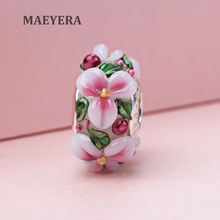 MAEYERA Аутентичные 925 Серебряные сердечники персиковые розовые стерео лепестки