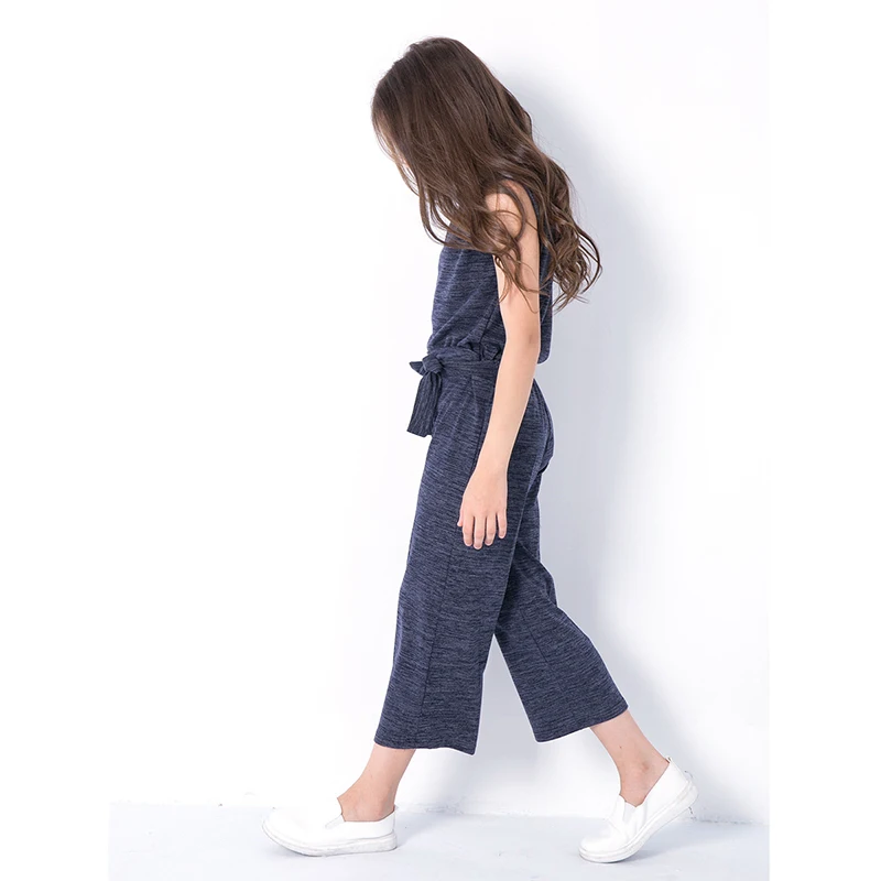 2018 летний комплект для девочек жилет отдыха топы укороченные штаны Большие