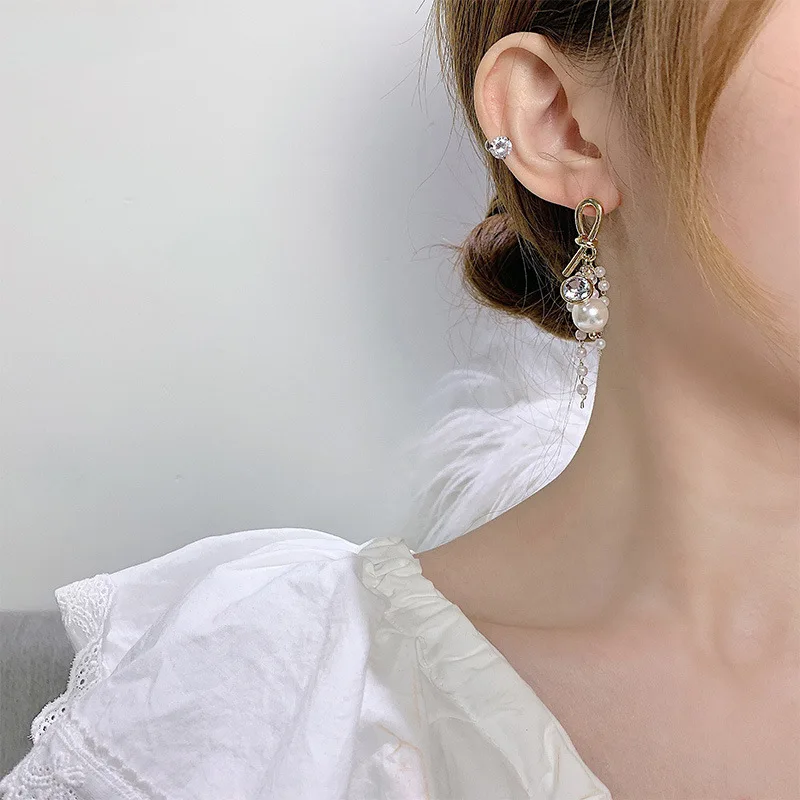 Женские серьги тренд капли воды с искусственным жемчугом длинные висячие