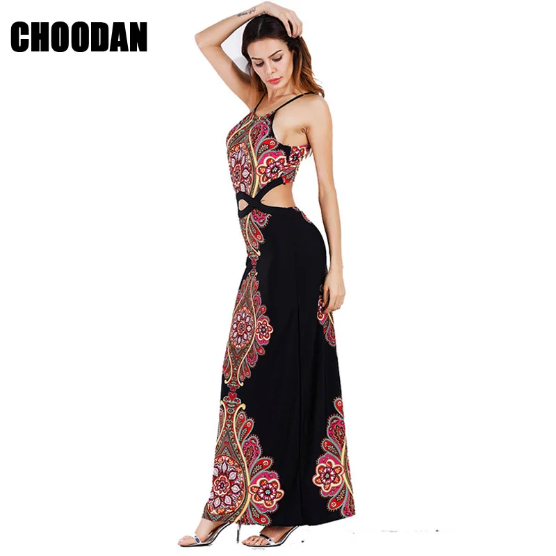 Бохо платье Для Женщин Принтом Винтажные наряды 2018 Новая мода лето Женский